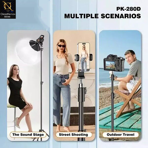 PLOKAMA PK280D Professional Light Stand Tripod 2.8m – Heavy Duty Adjustable Lighting Stand, Strong & Stable Studio Stand for Ring Light, Softbox & Photography Equipment