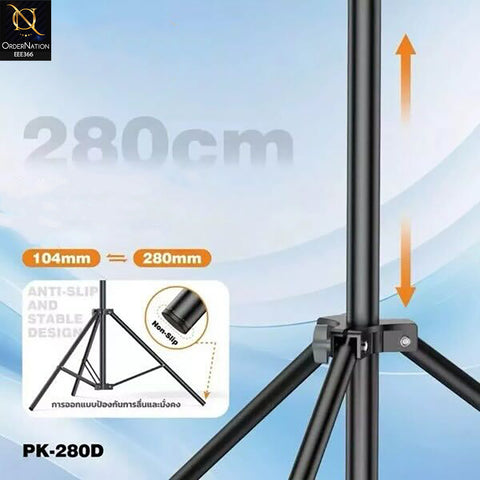 PLOKAMA PK280D Professional Light Stand Tripod 2.8m – Heavy Duty Adjustable Lighting Stand, Strong & Stable Studio Stand for Ring Light, Softbox & Photography Equipment