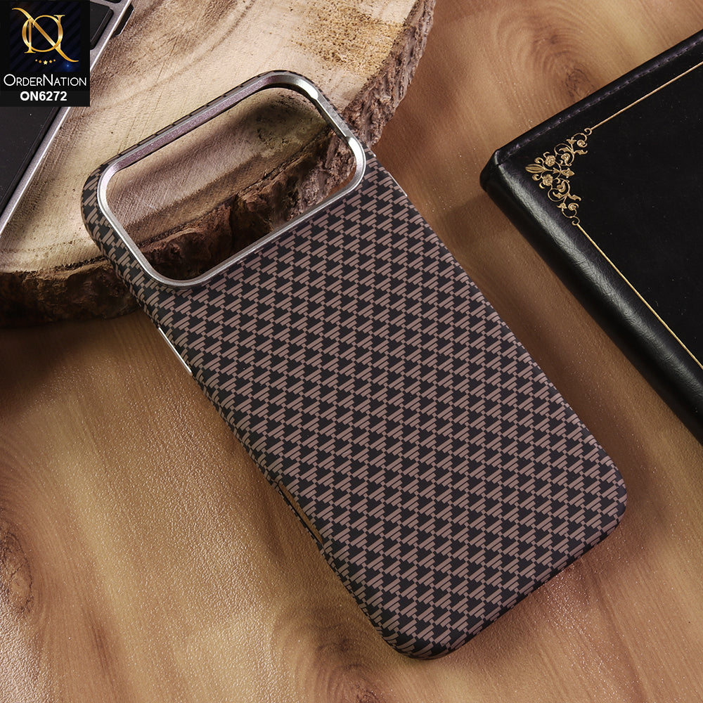 iPhone 17 Pro Max Cover - Design 1 - Executive Geometric Checkered Weave Case – Metallic Camera Frame Protection