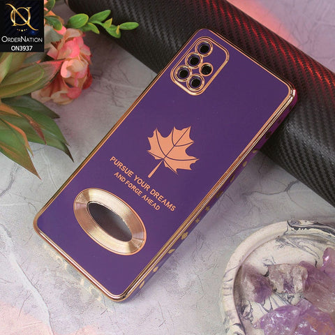 Samsung Galaxy A51 Cover - Design 5 - New Electroplating Borders Maple Leaf Chrome logo Hole Camera Protective Soft Silicone Case