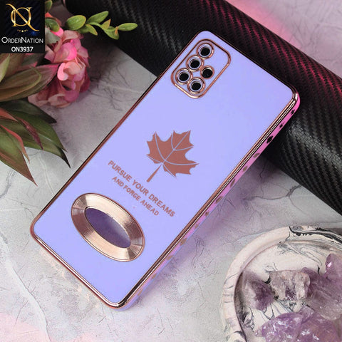 Samsung Galaxy A51 Cover - Design 4 - New Electroplating Borders Maple Leaf Chrome logo Hole Camera Protective Soft Silicone Case