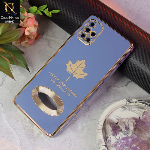 Samsung Galaxy A51 Cover - Design 3 - New Electroplating Borders Maple Leaf Chrome logo Hole Camera Protective Soft Silicone Case