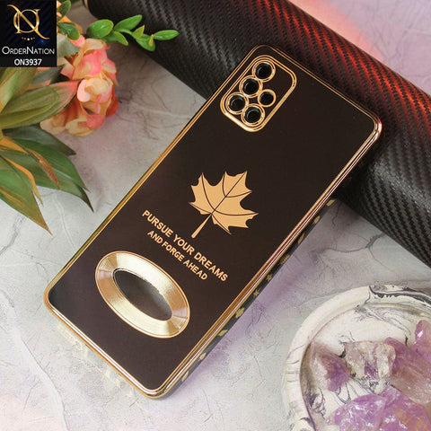 Samsung Galaxy A51 Cover - Design 1 - New Electroplating Borders Maple Leaf Chrome logo Hole Camera Protective Soft Silicone Case
