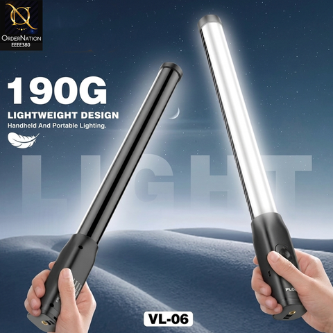 PLOKAMA VL06 Portable LED Stick Light – Rechargeable Handheld Video Light, Adjustable Brightness Tube Lamp for Vlogging, YouTube, TikTok, Studio Photography & Party Lighting