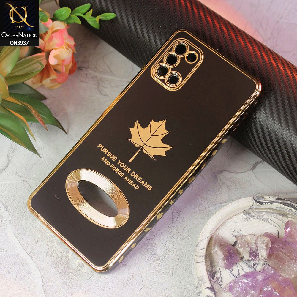 Samsung Galaxy A31 Cover - Design 1 - New Electroplating Borders Maple Leaf Chrome logo Hole Camera Protective Soft Silicone Case