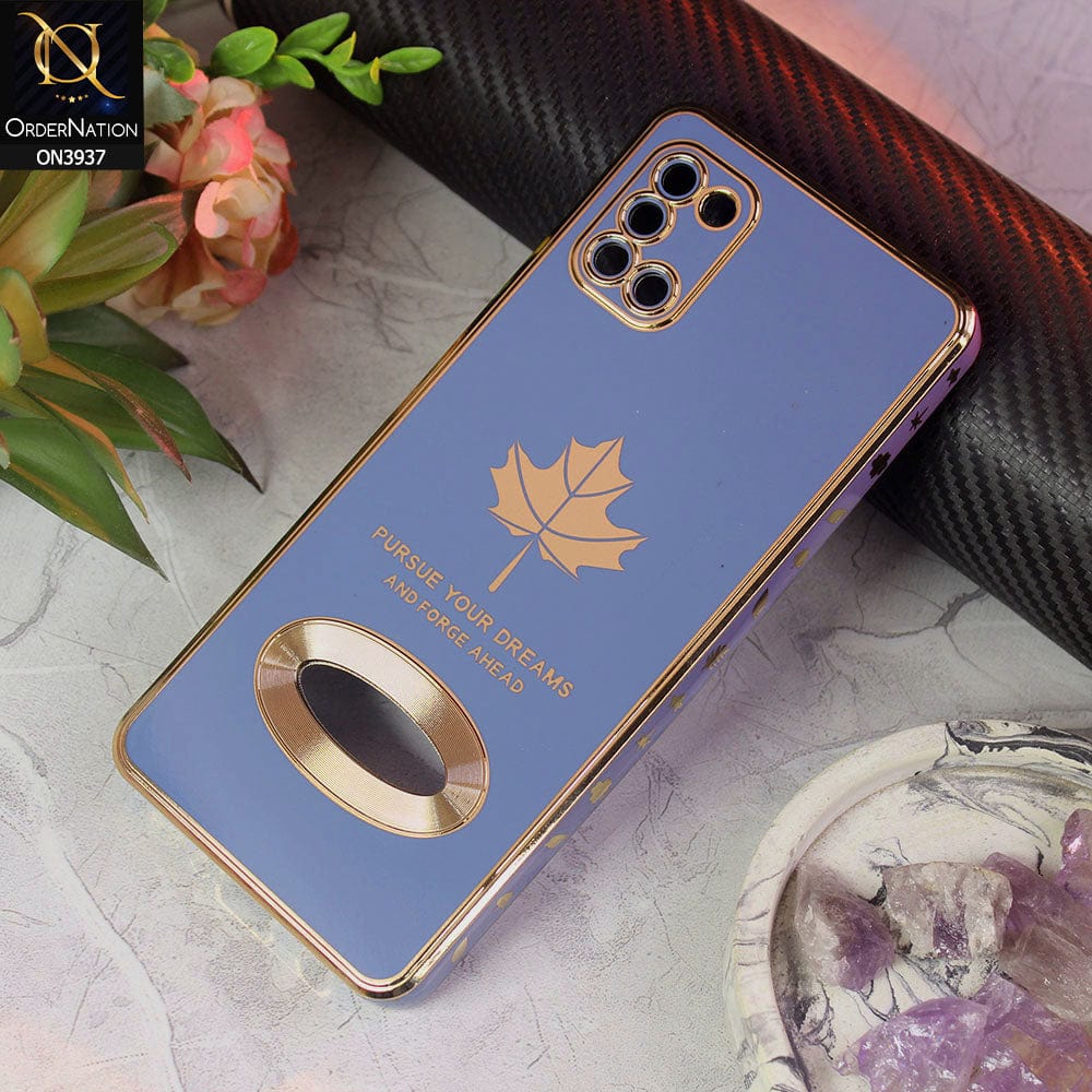 Samsung Galaxy A31 Cover - Design 3 - New Electroplating Borders Maple Leaf Chrome logo Hole Camera Protective Soft Silicone Case