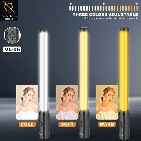 PLOKAMA VL06 Portable LED Stick Light – Rechargeable Handheld Video Light, Adjustable Brightness Tube Lamp for Vlogging, YouTube, TikTok, Studio Photography & Party Lighting