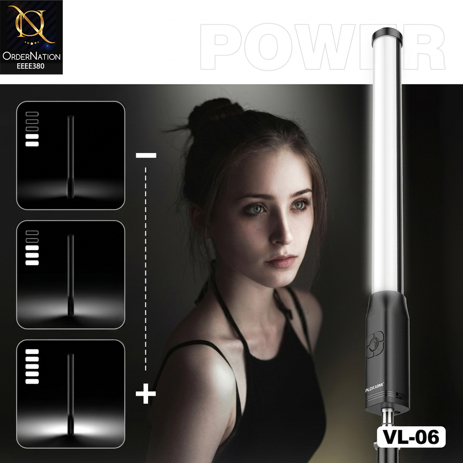PLOKAMA VL06 Portable LED Stick Light – Rechargeable Handheld Video Light, Adjustable Brightness Tube Lamp for Vlogging, YouTube, TikTok, Studio Photography & Party Lighting