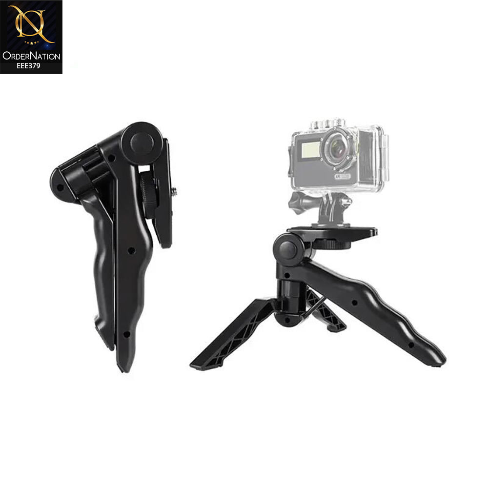 Desktop Mini Tripod Stand with Mobile Holder – Foldable 360° Adjustable Desk Tripod for Phone & Mic, Portable Stand for TikTok, Podcast, Live Streaming & Video Shooting