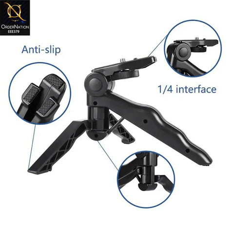 Desktop Mini Tripod Stand with Mobile Holder – Foldable 360° Adjustable Desk Tripod for Phone & Mic, Portable Stand for TikTok, Podcast, Live Streaming & Video Shooting