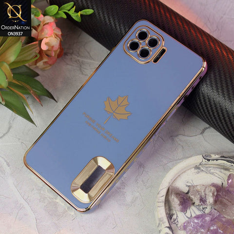 Oppo Reno4 Lite Cover - Design 3 - New Electroplating Borders Maple Leaf Chrome logo Hole Camera Protective Soft Silicone Case
