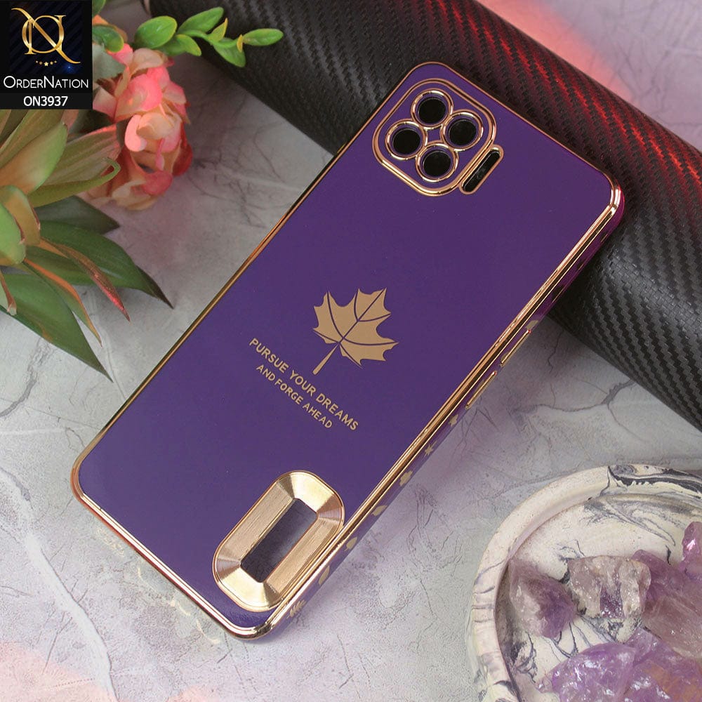 Oppo F17 Pro Cover - Design 5 - New Electroplating Borders Maple Leaf Chrome logo Hole Camera Protective Soft Silicone Case