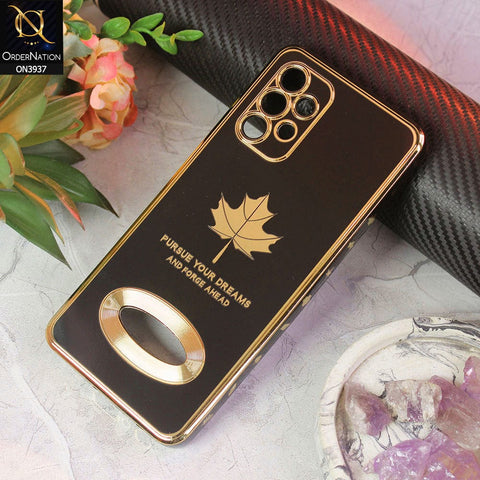 Samsung Galaxy A32 Cover - Design 1 - New Electroplating Borders Maple Leaf Chrome logo Hole Camera Protective Soft Silicone Case