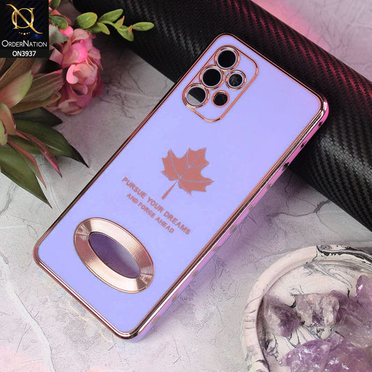 Samsung Galaxy A32 Cover - Design 4 - New Electroplating Borders Maple Leaf Chrome logo Hole Camera Protective Soft Silicone Case