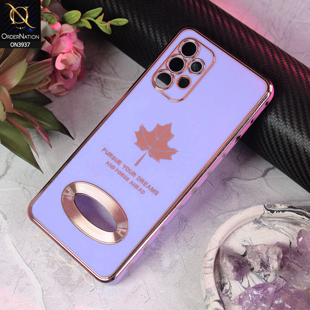 Samsung Galaxy A52s 5G Cover - Design 4 - New Electroplating Borders Maple Leaf Chrome logo Hole Camera Protective Soft Silicone Case