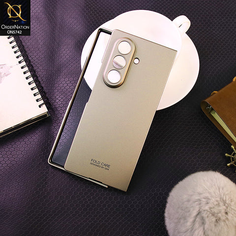 Samsung Galaxy Z Fold 7 Cover - Golden - New Premium Quality Pc Shell Case With Sepaarte Tempered Film Designed By GKK