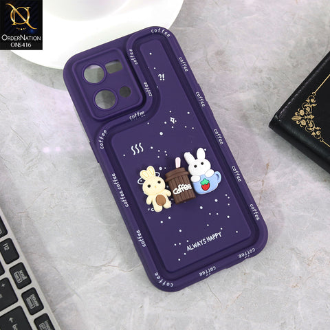 Oppo F21 Pro 4G - Purple - Cute 3D Cartoon Coffee Soft Silicon Case With Camera Protection