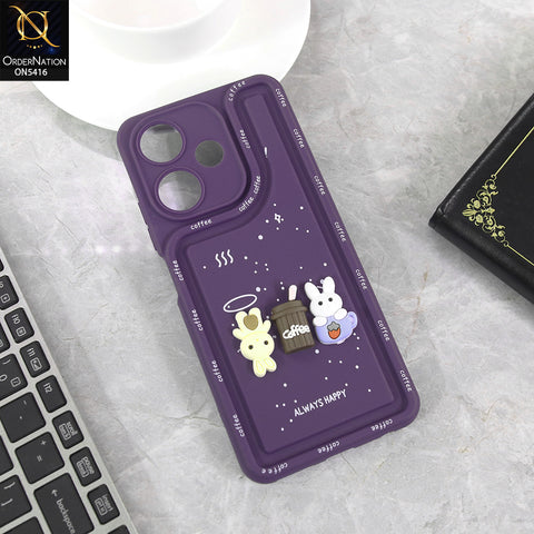 Infinix Hot 30 4G - Purple - Cute 3D Cartoon Coffee Soft Silicon Case With Camera Protection