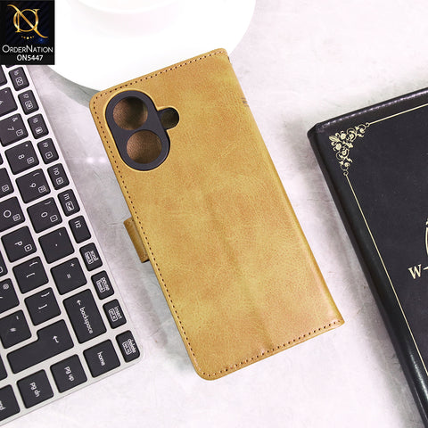 Vivo 60 Lite Cover - Light Brown - Premium Leather Megantic Flip Book Covers With Card Holding Option
