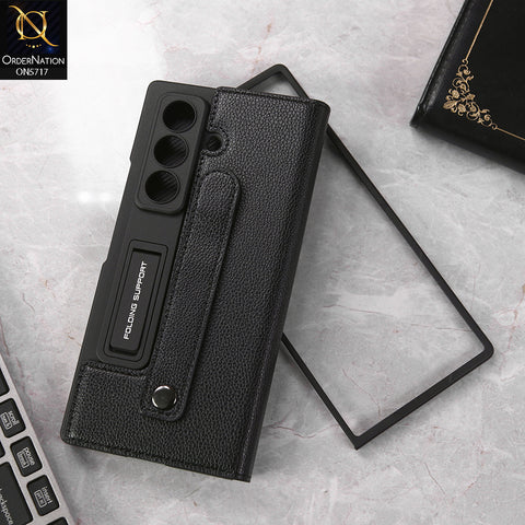 Samsung Galaxy Z Fold 7 Cover - Black - New High Quality Leather Flip Case With Wallet Options And Kick Stand Case Designed by GKK