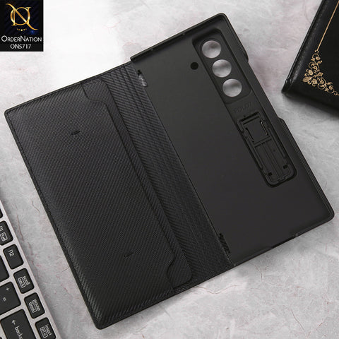 Samsung Galaxy Z Fold 7 Cover - Black - New High Quality Leather Flip Case With Wallet Options And Kick Stand Case Designed by GKK