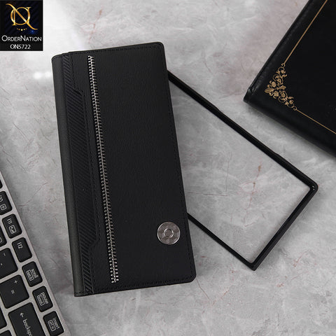 Samsung Galaxy Z Fold 7 Cover - Black - New High Quality Leather Flip Case With Separation Wallet Options Seperated Tempered Film And Built-in MagSafe Designed by GKK