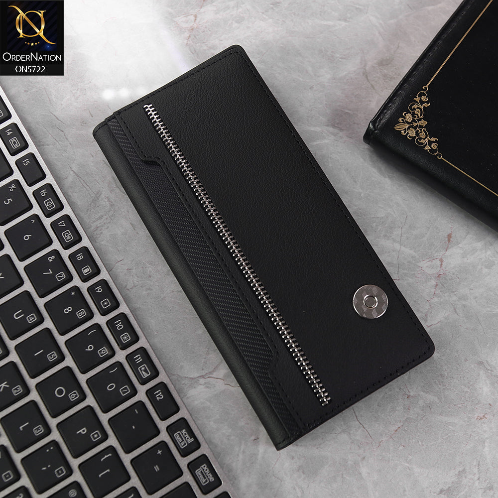 Samsung Galaxy Z Fold 7 Cover - Black - New High Quality Leather Flip Case With Separation Wallet Options Seperated Tempered Film And Built-in MagSafe Designed by GKK