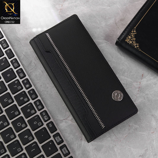 Samsung Galaxy Z Fold 7 Cover - Black - New High Quality Leather Flip Case With Separation Wallet Options Seperated Tempered Film And Built-in MagSafe Designed by GKK