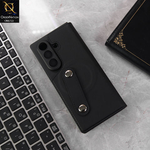 Samsung Galaxy Z Fold 7 Cover - Black - New High Quality Leather Flip Case With Separation Wallet Options Seperated Tempered Film And Built-in MagSafe Designed by GKK