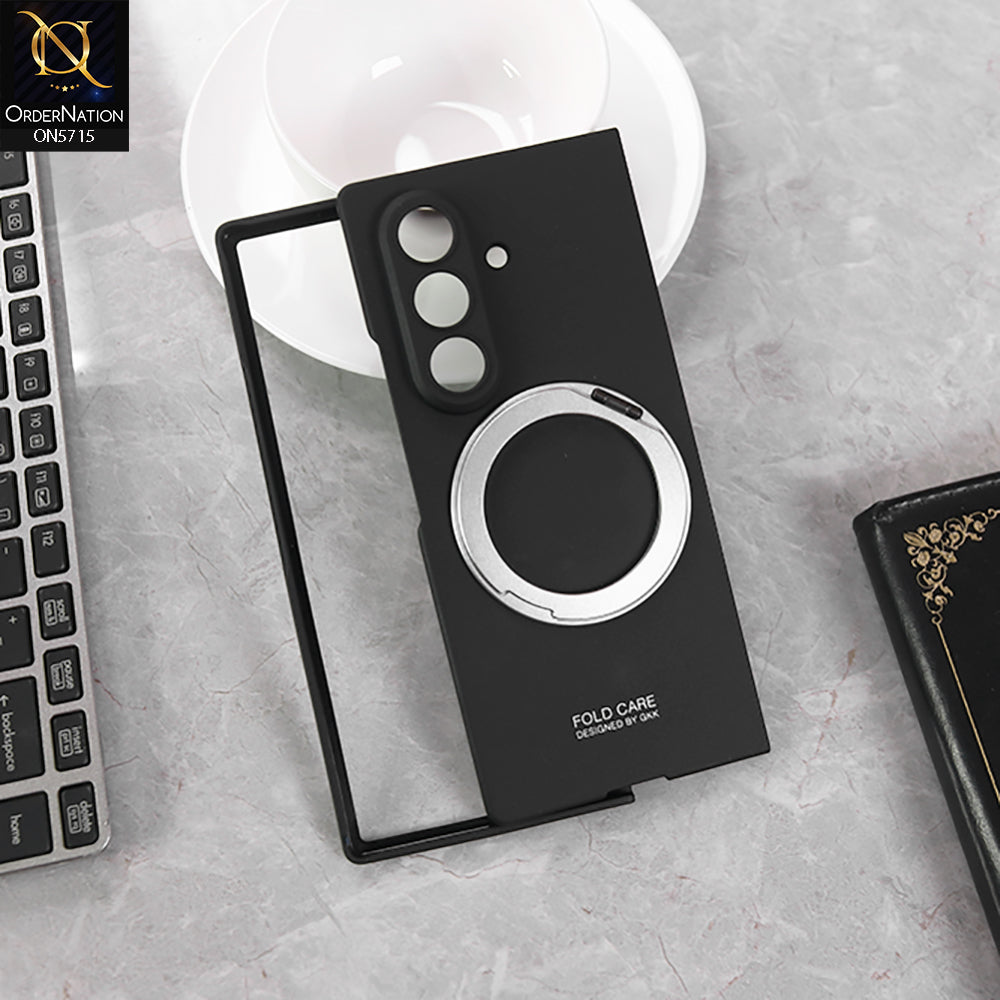 Samsung Galaxy Z Fold 7 Cover - Black- New Premium Quality Luxury  Magnetic Ring Stand Case with Front Screen Protector for Samsung Galaxy Z Fold 7 | Slim Grip & Full Body Coverage