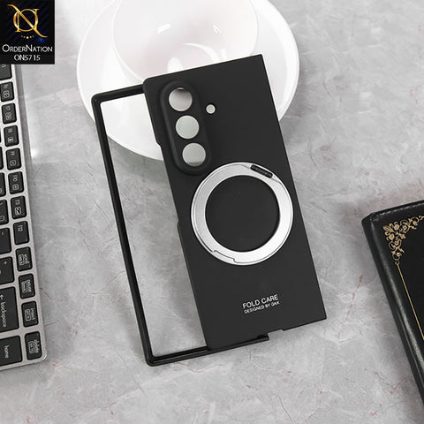 Samsung Galaxy Z Fold 7 Cover - Black- New Premium Quality Luxury  Magnetic Ring Stand Case with Front Screen Protector for Samsung Galaxy Z Fold 7 | Slim Grip & Full Body Coverage