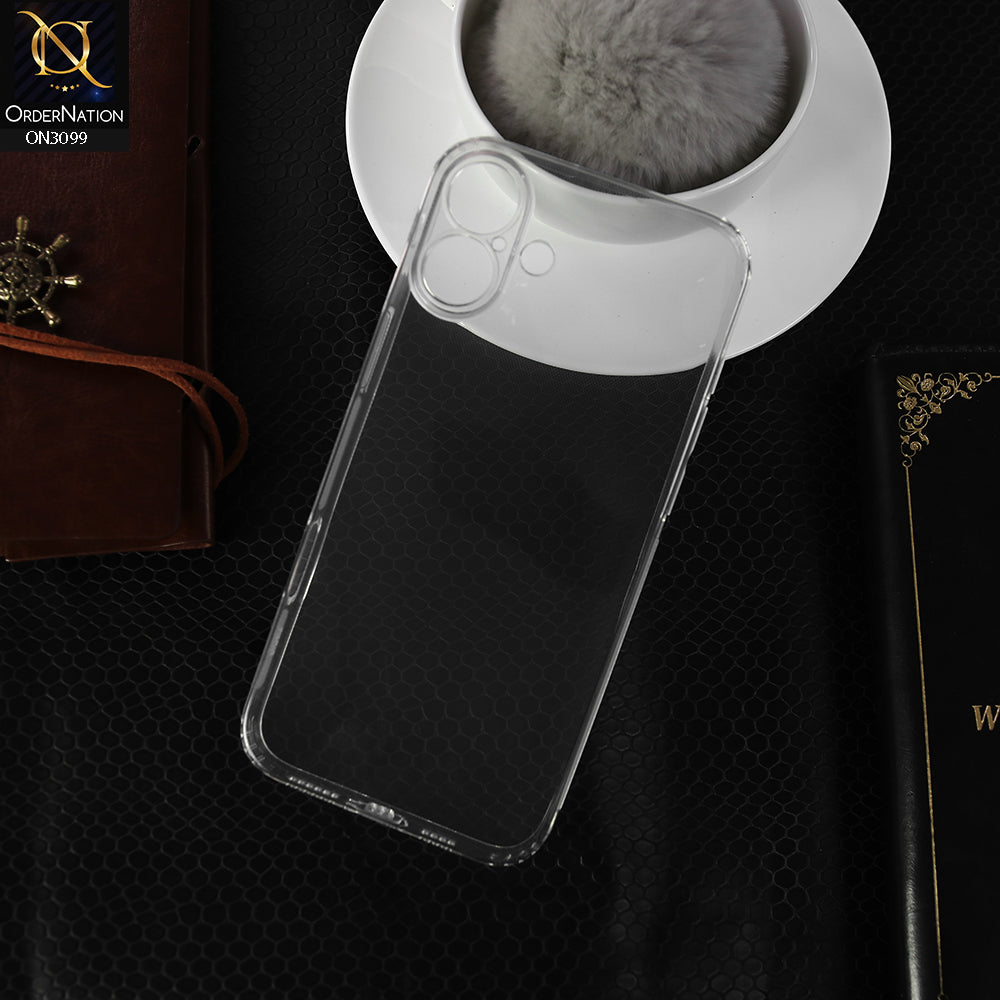 iPhone 16 Plus Cover - Soft 4D Design Shockproof Silicone Transparent Clear Camera Protection Case