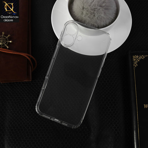 iPhone 16 Plus Cover - Soft 4D Design Shockproof Silicone Transparent Clear Camera Protection Case