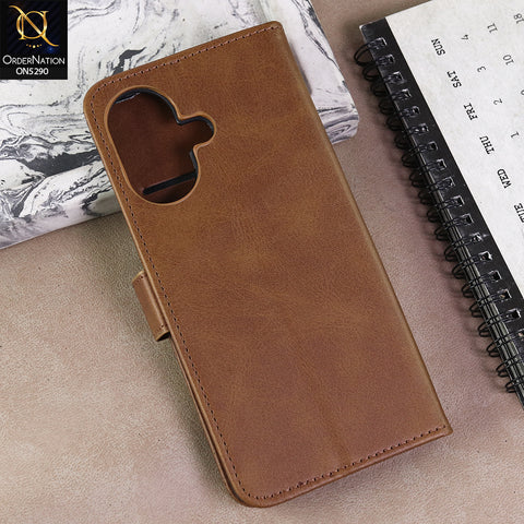Vivo V60 Lite Cover - Light Brown - Premium Business Series Magnetic Leather Wallet Flip book Card Slots Soft Case