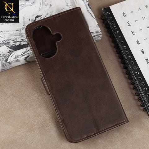 Vivo V60 Lite Cover - Dark Brown - Premium Business Series Magnetic Leather Wallet Flip book Card Slots Soft Case