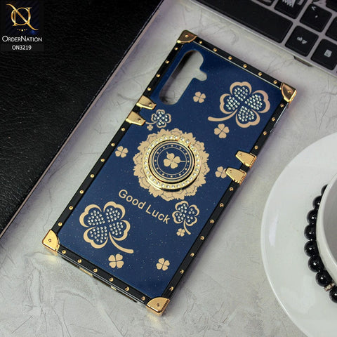 Samsung Galaxy A24 4G Cover - Blue - Square Bling Diamond Glitter Soft TPU Trunk Case with Ring Holder