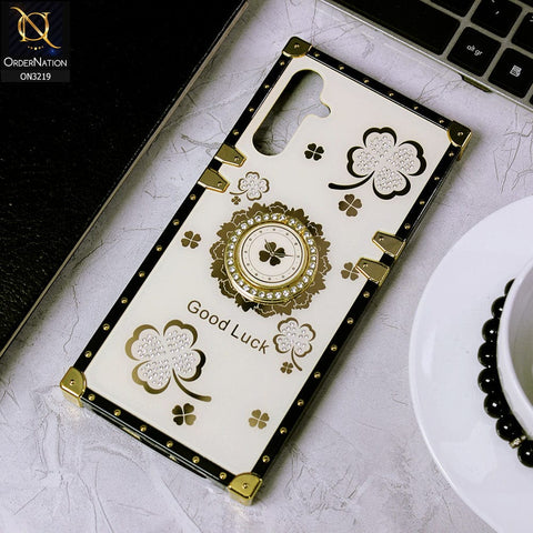 Samsung Galaxy A34 5G Cover - Ash White - Square Bling Diamond Glitter Soft TPU Trunk Case with Ring Holder