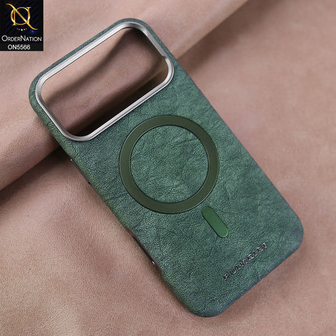 iPhone 17 Pro Max Cover - Green - New Premium RUIMEIBI High Quality Leather Textured  Case With Magsafe Soft Case