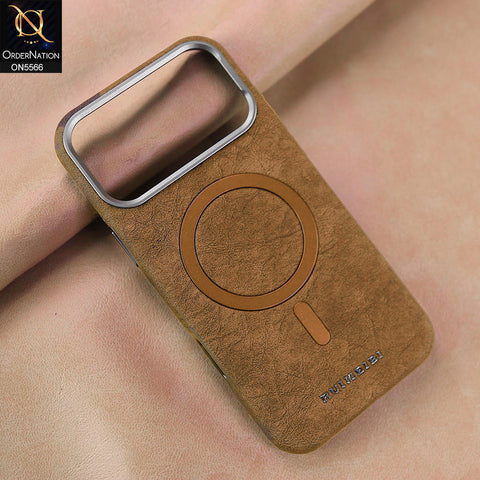 iPhone 17 Pro Max Cover - Brown - New Premium RUIMEIBI High Quality Leather Textured  Case With Magsafe Soft Case