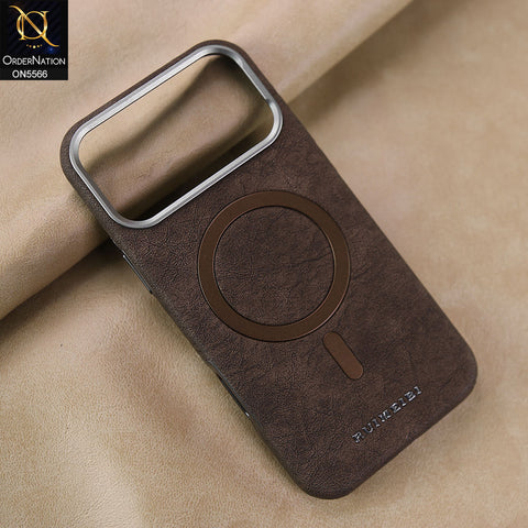 iPhone 17 Pro Max Cover - Coffee - New Premium RUIMEIBI High Quality Leather Textured  Case With Magsafe Soft Case