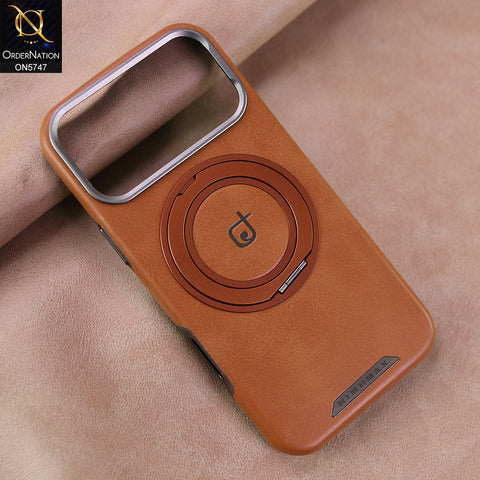 iPhone 17 Pro Max Cover - Golden - New Premium RIMBMAX High Quality Leather Textured  Case With KickStand Soft Case