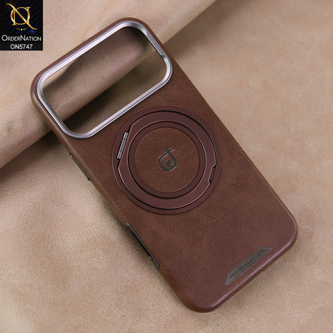 iPhone 17 Pro Max Cover - Brown - New Premium RIMBMAX High Quality Leather Textured  Case With KickStand Soft Case