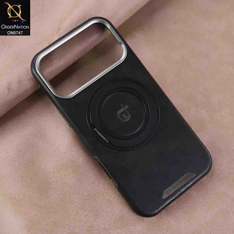 iPhone 17 Pro Max Cover - Black - New Premium RIMBMAX High Quality Leather Textured  Case With KickStand Soft Case