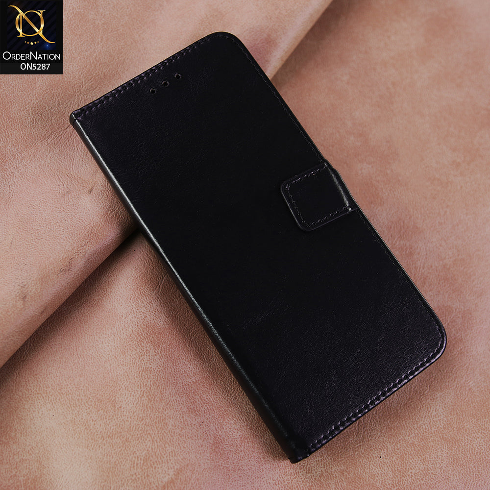 Vivo Y36 Cover - Black -  Premium PU Leather Magnetic Flip Book Card Slots Wallet Soft Case