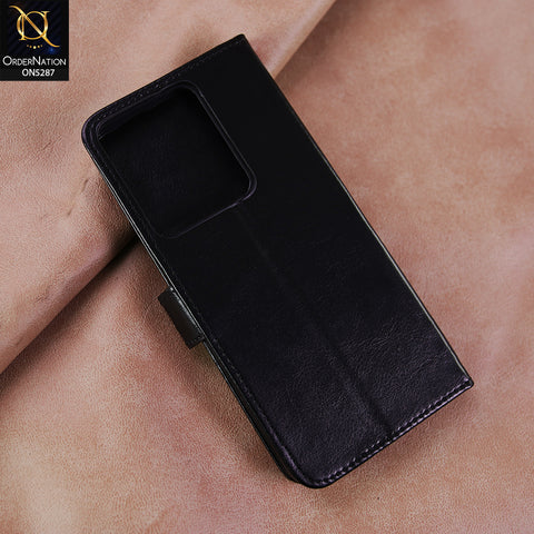 Vivo Y36 Cover - Black -  Premium PU Leather Magnetic Flip Book Card Slots Wallet Soft Case