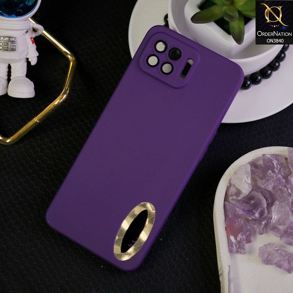 Oppo Reno 4F Cover - Purple - Soft Silicone Camera Lense Protector Chrome Logo Hole Case