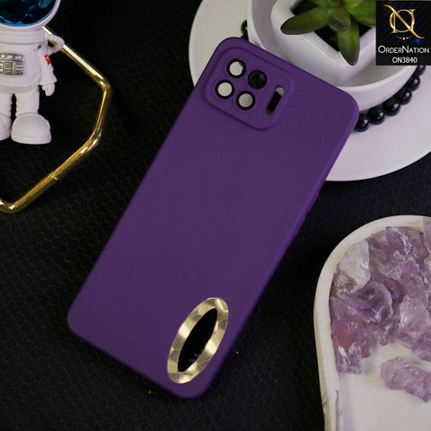 Oppo Reno 4F Cover - Purple - Soft Silicone Camera Lense Protector Chrome Logo Hole Case