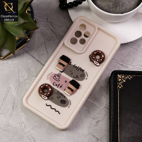 Samsung Galaxy A52 Cover - White - D2 - Cute 3D Donut Coffee Soft Silicon Case with Camera Protection