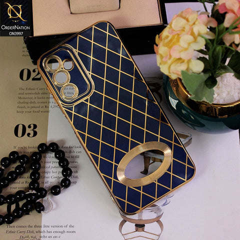 Samsung Galaxy A14 Cover - Blue - Shockproof Camera Protector Logo Hole Silicon Case