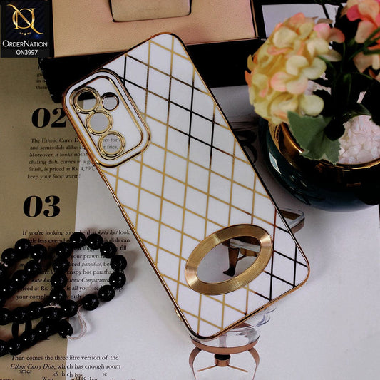 Samsung Galaxy A14 Cover - White - Shockproof Camera Protector Logo Hole Silicon Case